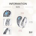 wholesale 925 Sterling Silver Turquoise Stone Sun & Moon Open Adjustable Ring Set for Women-0-2