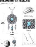 wholesale 925 Sterling Silver Turquoise Bohemian Dream Catcher Pendant Necklaces for Women - Vintage Lotus Feather Talisman s-0-2