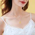 wholesale 925 Sterling Silver You Are My Sunshine Bar & Yellow Gold Plated Sunflower Charm Double Chain Necklace-0-1