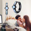 wholesale 925 Sterling Silver Opal Square Huggie Hoop Earrings for Men & Women - Mother's Day Gift Idea-0-1