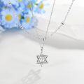 wholesale 925 Sterling Silver Cross & Star of David Layered Pendant Necklace for Women Girls Gifts-0-3