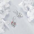 wholesale 925 Sterling Silver Heart-Shaped Red Ladybug and Mushrooms Drop Earrings-0-3
