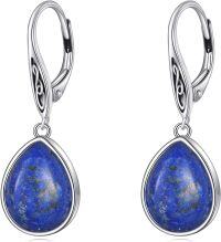 wholesale Sterling Silver Celtic Knot Earrings w Lapis Lazuli Moss Agate Amethyst Black Onyx-lapis lazuli