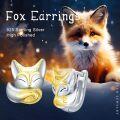 wholesale 925 Sterling Silver Gold Plated Fox Head Stud Earrings for Women Girls  48x36mm-0-3