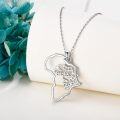 wholesale 925 Sterling Silver African Continent Map Necklace with Star of David and Texas Elements-0-2