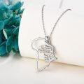 wholesale 925 Sterling Silver Africa Map Pendant Necklace Platinum Plated Hollow Continent Jewelry-0-2