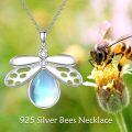 wholesale 925 Sterling Silver Blue Opal Dragonfly Pendant Necklace for Women-0-5