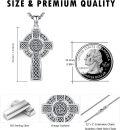 wholesale 925 Sterling Silver  Celtic Knot Cross Necklace Pendant with Chain for Men Women  (Silver)-0-4