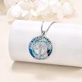 TOUPOP Sterling Silver Blue Crystal Tree Of Life Sister Pendant Necklace-0-4