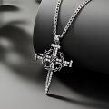 wholesale 925 Sterling Silver Thorn Cross Pendant with Cubic Zirconia and Chain - Mens Religious Jewelry-0-4
