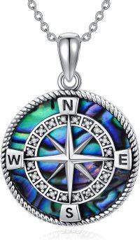 wholesale 925 Sterling Silver Abalone Shell Compass Pendant Necklace  for Women-Compass
