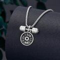 wholesale 925 Sterling Silver Dumbbell Weightlifting Motivational Pendant Necklace Gift for Men Women-0-2