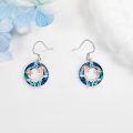 wholesale 925 Sterling Silver Blue Crystal Butterfly & Flower Drop Earrings for Women-0-4