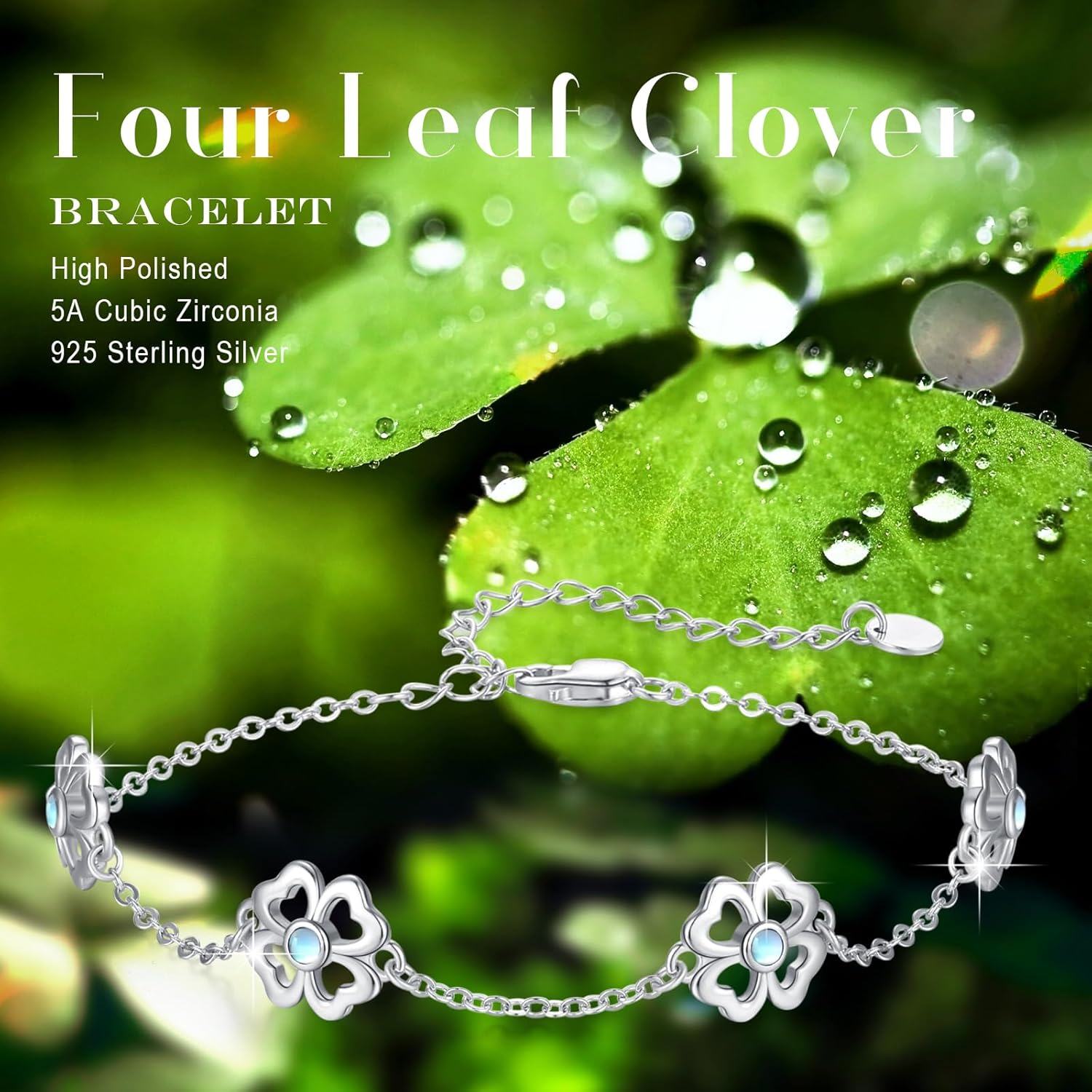 wholesale 925 Sterling Silver Moonstone Flower Charm Bracelet for Women-0-2