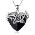 wholesale 925 Sterling Silver Heart Pendant With Rose And Thorns Necklace-0-0