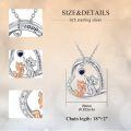 wholesale 925 Sterling Silver Metal Cat and Fox Pendant Necklace with Heart Charm - Valentine's Gift for Her Him-0-1