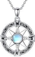 wholesale 925 Sterling Silver Celtic Moonstone Compass Pendant Necklace with Claddagh and Triskele Design-0-0