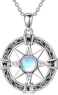 wholesale 925 Sterling Silver Celtic Moonstone Compass Pendant Necklace with Claddagh and Triskele Design-Compass