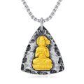 TOUPOP 925 Sterling Silver/14k Gold Plated Stone Buddhist Necklace Amulet-0-0