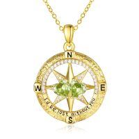 wholesale 925 Sterling Silver Compass Pendant with Birthstones for Women-08-08-Aug-Aug