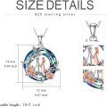 wholesale 925 Sterling Silver Blue Crystal Rose Flower Sisters Forever Pendant Necklace-0-5