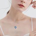 wholesale 925 Sterling Silver Blue Crystal Mermaid Pendant Necklaces for Women Girls-0-1
