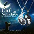 wholesale 925 Sterling Silver Ying Yang Cats Moonstone Pendant Necklaces for Couples Jewelry Sets-0-5
