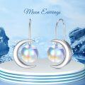 wholesale 925 Sterling Silver Rainbow Moonstone Crescent Star Drop Earrings-0-2
