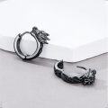 wholesale 925 Sterling Silver Viking Wolf Head Huggie Earrings for Men Norse Runes Gothic Jewellery Gift-0-2
