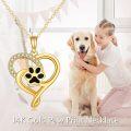 wholesale 14K Gold Pendant with Dog Paw in Heart Shape - Pet Lovers'-0-2
