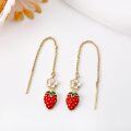 wholesale 925 Sterling Silver Red Enamel Flower & Fruit Drop Earrings-0-1