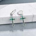 wholesale Sterling Silver Cross Leverback Dangle Drop Earrings for Women Men-0-13