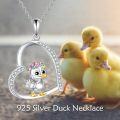 wholesale 925 Sterling Silver Duck Heart Pendant Necklace with Colorful Stones s for Women-0-4