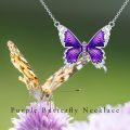 wholesale 925 Sterling Silver Blue and Purple Enamel Butterfly Pendant Necklace for Women-0-5