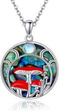 wholesale  925 Sterling Silver Moonstone Mushroom Necklace - Hypoallergenic, Nickel-Free, Handmade Moon Phase Jewelry for Women-0-0