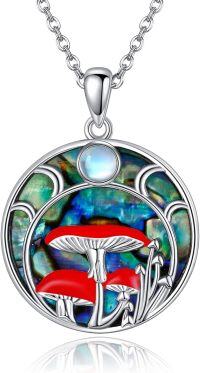 wholesale  925 Sterling Silver Moonstone Mushroom Necklace - Hypoallergenic, Nickel-Free, Handmade Moon Phase Jewelry for Women-Mushroom