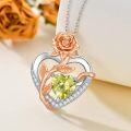 wholesale  Sterling Silver Rose Quartz Heart Pendant Necklace for Women -0-20