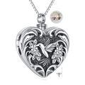 wholesale 925 Sterling Silver Hummingbird Heart Locket Necklace Oxidized Flower Cremation Urn Memorial Pendant-0-0