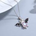 wholesale 925 Sterling Silver Pink Crystal Bat Pendant Necklace Gothic Animal  for Women-0-1