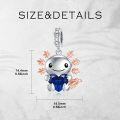 wholesale  925 Sterling Silver Axolotl Charm with Sapphire Bead - 12.2-14.2mm September Birthstone Jewelry for Women-0-1