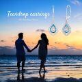 wholesale 925 Sterling Silver Blue Turquoise Teardrop Dangle Earrings with CZ Stones for Women (Lever Back)-0-5
