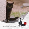 wholesale  Metal Stone Black Cat Moon Pendant Necklace Jewelry Gift for Women ( chars)-0-4