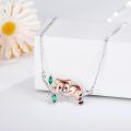 wholesale 925 Sterling Silver Green Garnet Red Panda Charm Necklace for Women Girls  45cm Chain Length-0-3