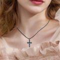 wholesale Sterling Silver Origami Cross Pendant Religious Necklace Jewelry for Women Men - Rhodium Plated-0-13
