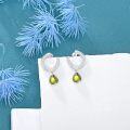 wholesale 925 Sterling Silver Horseshoe Yellow Stone Dangle Hoop Earrings-0-1