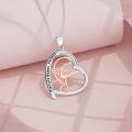 wholesale 925 Sterling Silver Rose Gold Dancing Girl Heart Pendant Necklace-0-2