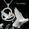 wholesale 925 Sterling Silver Dove with Olive Branch Circle Pendant Necklace for Women Girls Gifts-0-4