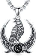 wholesale 925 Sterling Silver Raven Moon Celtic Knot Pendant Necklace  Gothic Jewelry for Men & Women-0-0