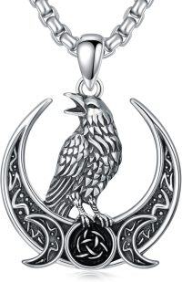 wholesale 925 Sterling Silver Raven Moon Celtic Knot Pendant Necklace  Gothic Jewelry for Men & Women-C01