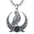 wholesale 925 Sterling Silver Raven Moon Celtic Knot Pendant Necklace  Gothic Jewelry for Men & Women-0-0